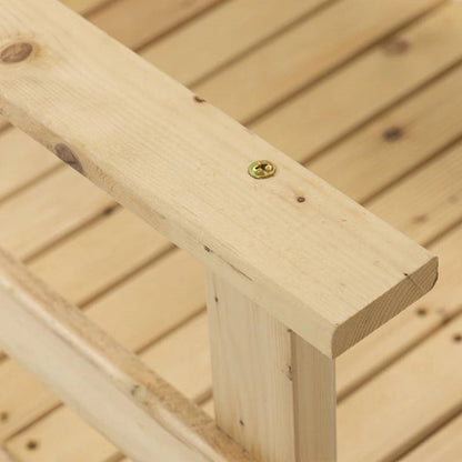 7 Ft Wooden Garden Ponds Straight Bridge with Hand Rails Natural