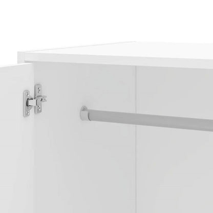 Modern White 2-Door Wardrobe Armoire Cabinet with Clothes Hanging Rod
