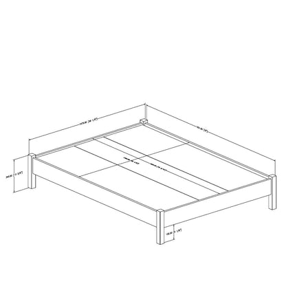 Full size Simple Platform Bed in White Finish - Modern Design
