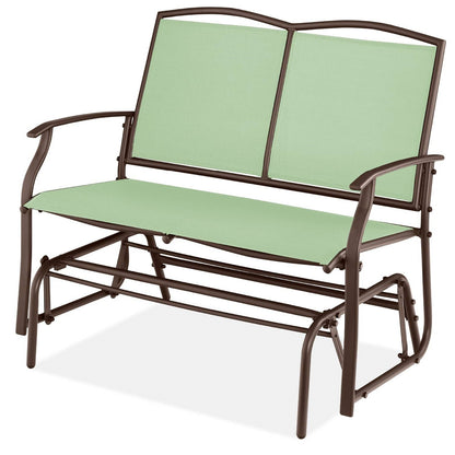 2 Seater Mesh Patio Loveseat Swing Glider Rocker with Armrests in Sage