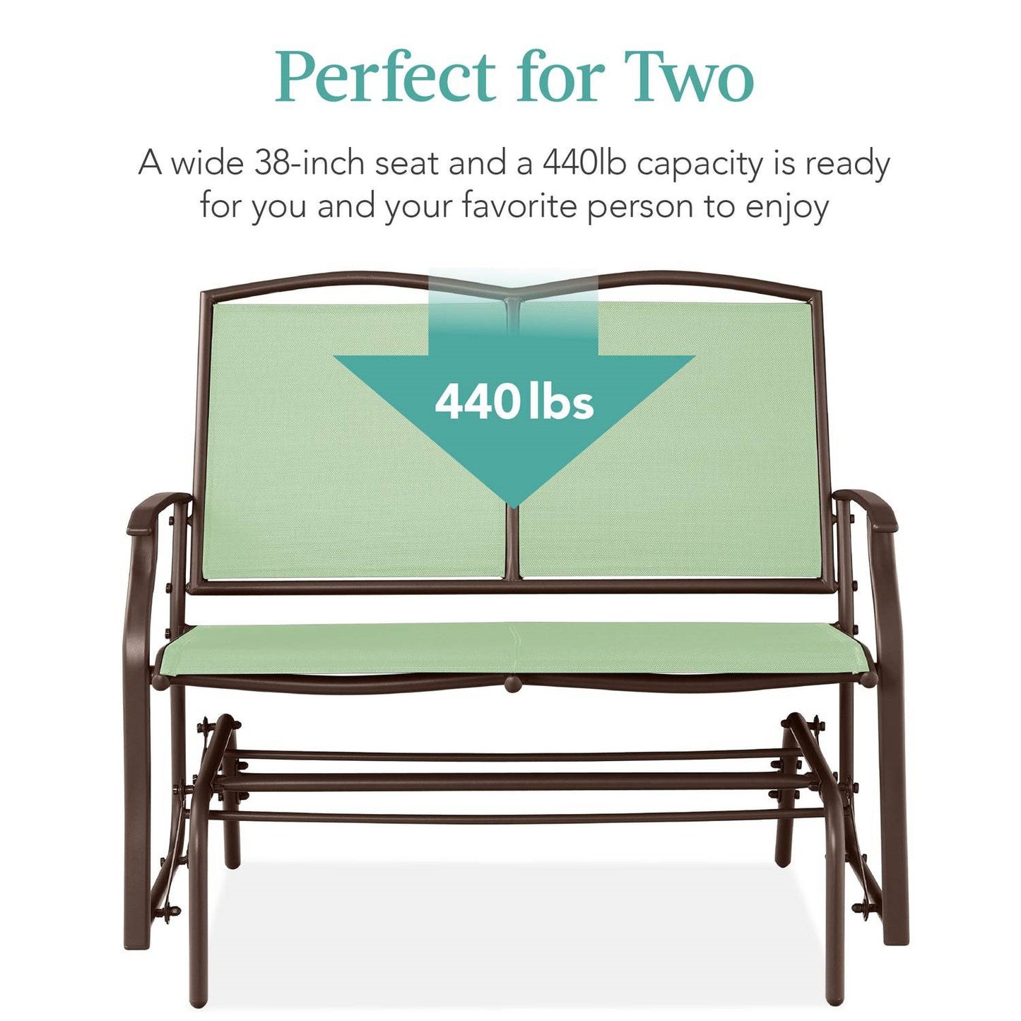 2 Seater Mesh Patio Loveseat Swing Glider Rocker with Armrests in Sage