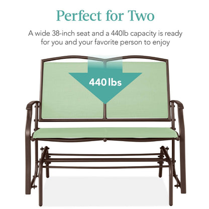 2 Seater Mesh Patio Loveseat Swing Glider Rocker with Armrests in Sage