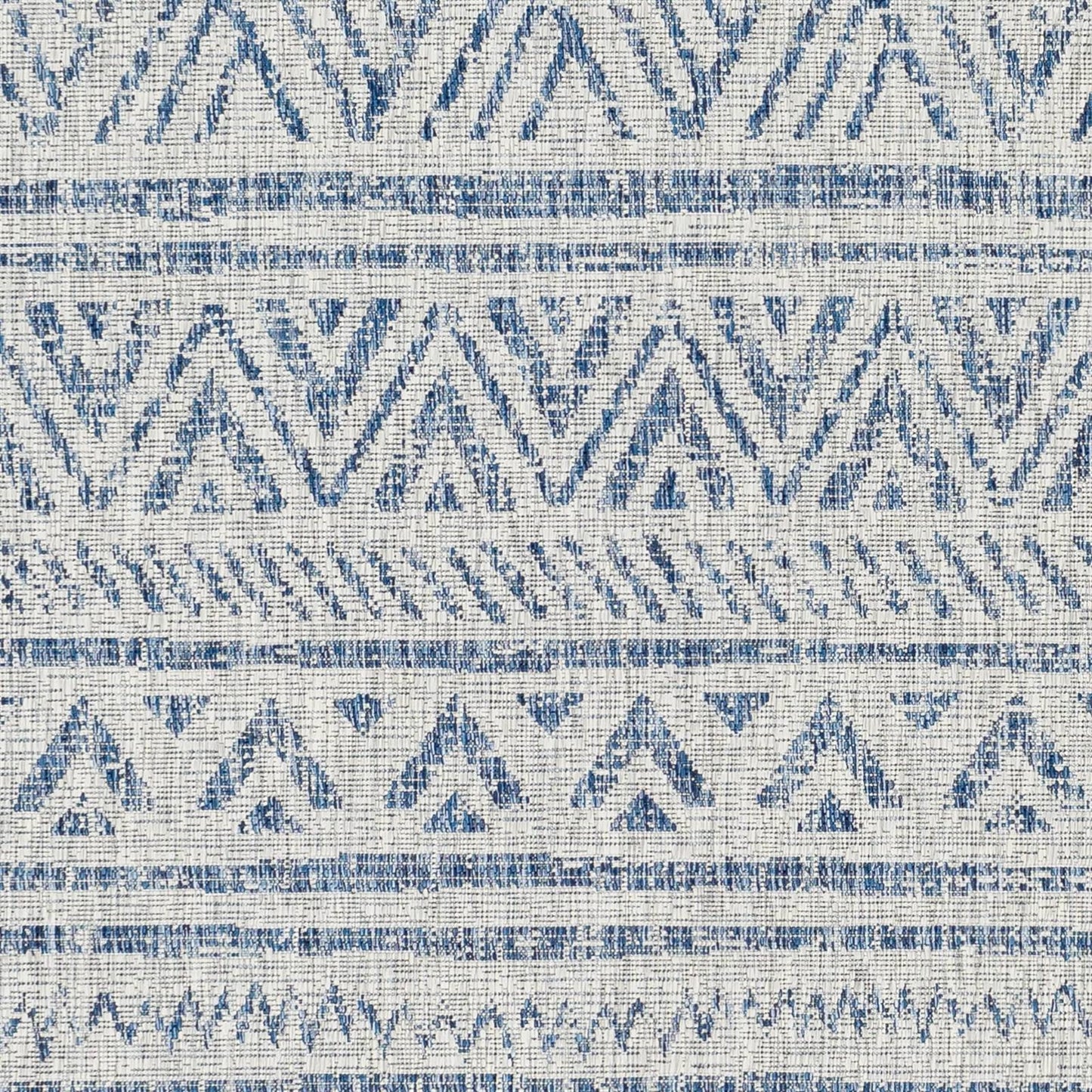 6.5 ft. x 9 ft. Blue Grey Chevron Coastal Boho Style Indoor Outdoor Area Rug