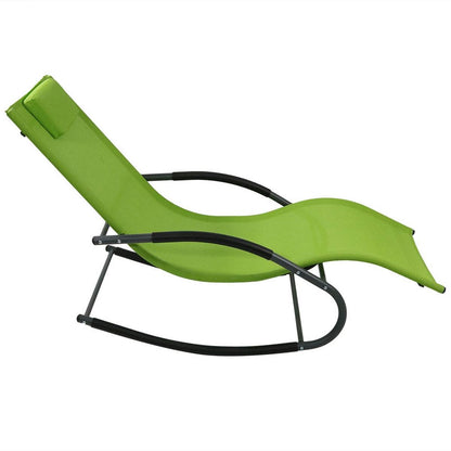 Modern Green Rocking Chair Chaise Patio Lounger with Pillow
