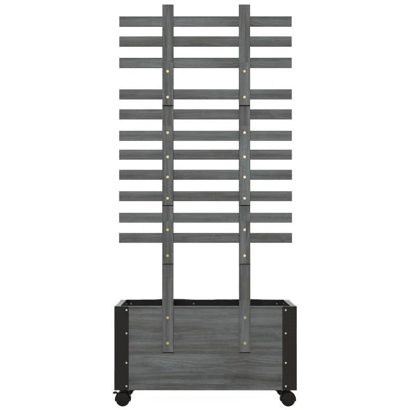 FarmHouse Rustic Wheeled Wooden Raised Garden Bed Planter with Trellis