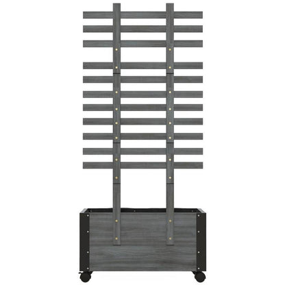 FarmHouse Rustic Wheeled Wooden Raised Garden Bed Planter with Trellis