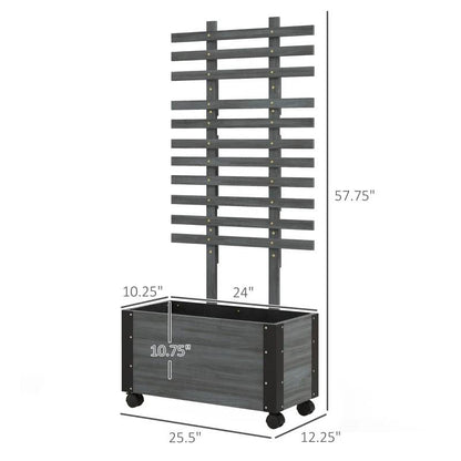 FarmHouse Rustic Wheeled Wooden Raised Garden Bed Planter with Trellis