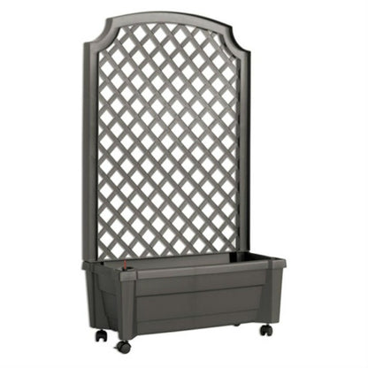 Indoor/Outdoor Grey Polypropylene Wheeled Trellis Planter