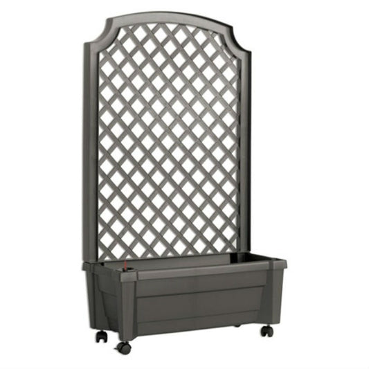 Indoor/Outdoor Grey Polypropylene Wheeled Trellis Planter