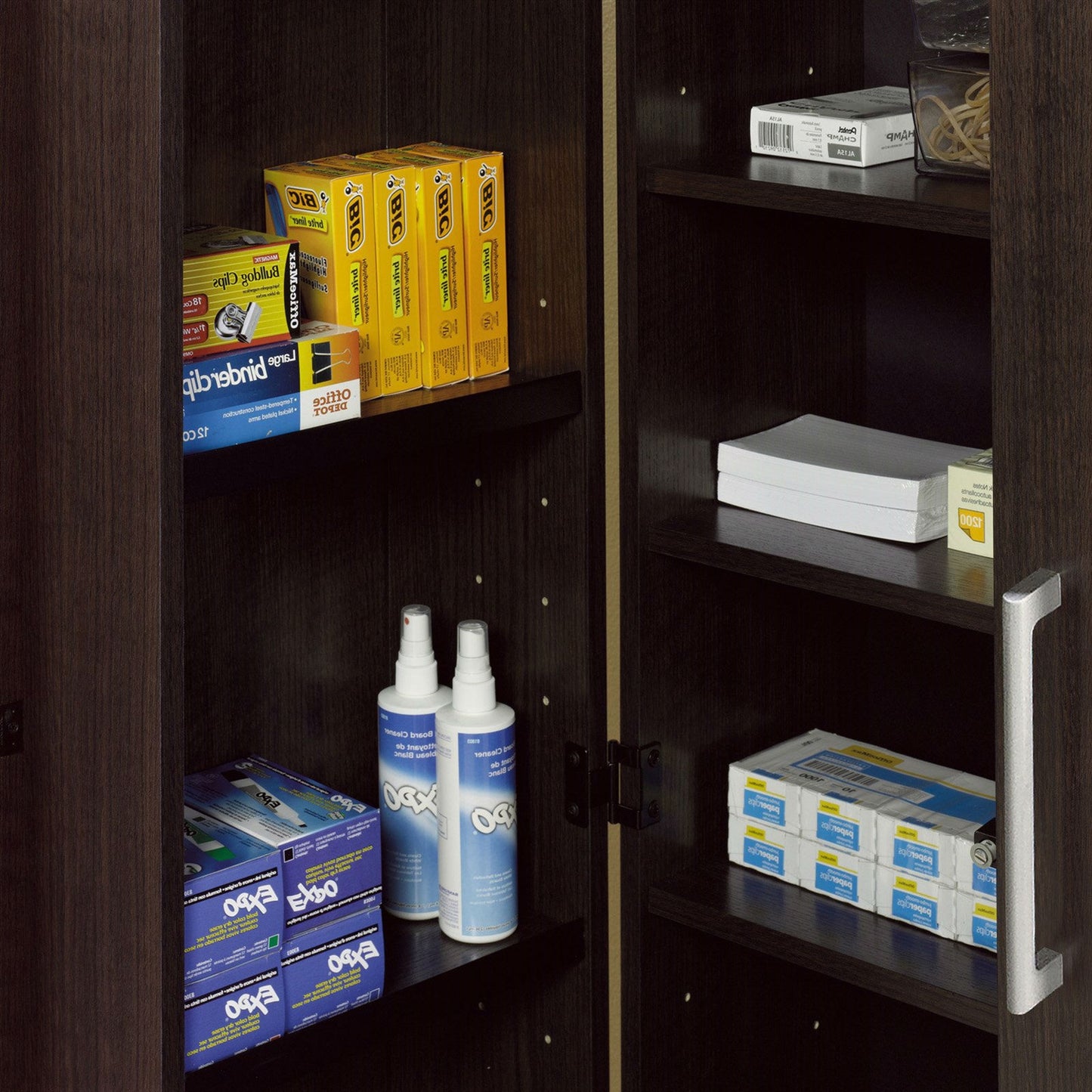 Multi-Purpose Living Room Kitchen Cupboard Storage Cabinet Armoire in Mocha Brown