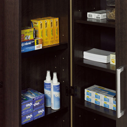 Multi-Purpose Living Room Kitchen Cupboard Storage Cabinet Armoire in Mocha Brown