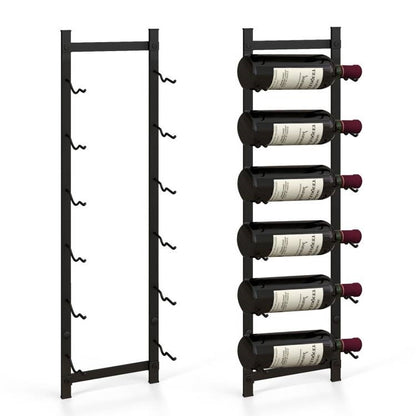 Simple 6 Bottle Black Wall Mounted Wine Rack