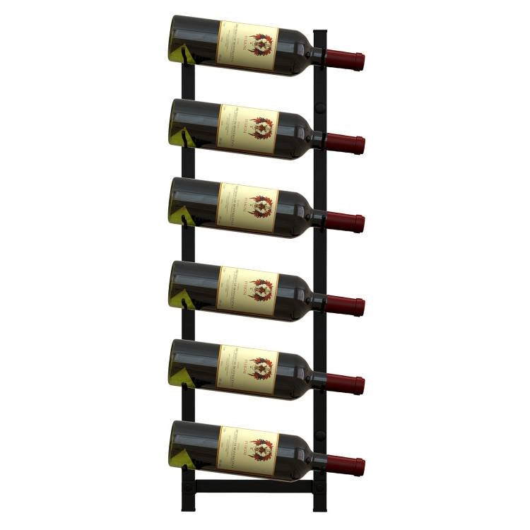Simple 6 Bottle Black Wall Mounted Wine Rack