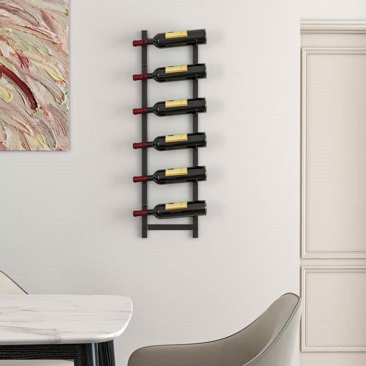 Simple 6 Bottle Black Wall Mounted Wine Rack