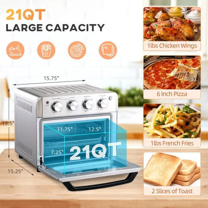 Silver Multi-Function 7-in-1 Toaster Oven 21 QT