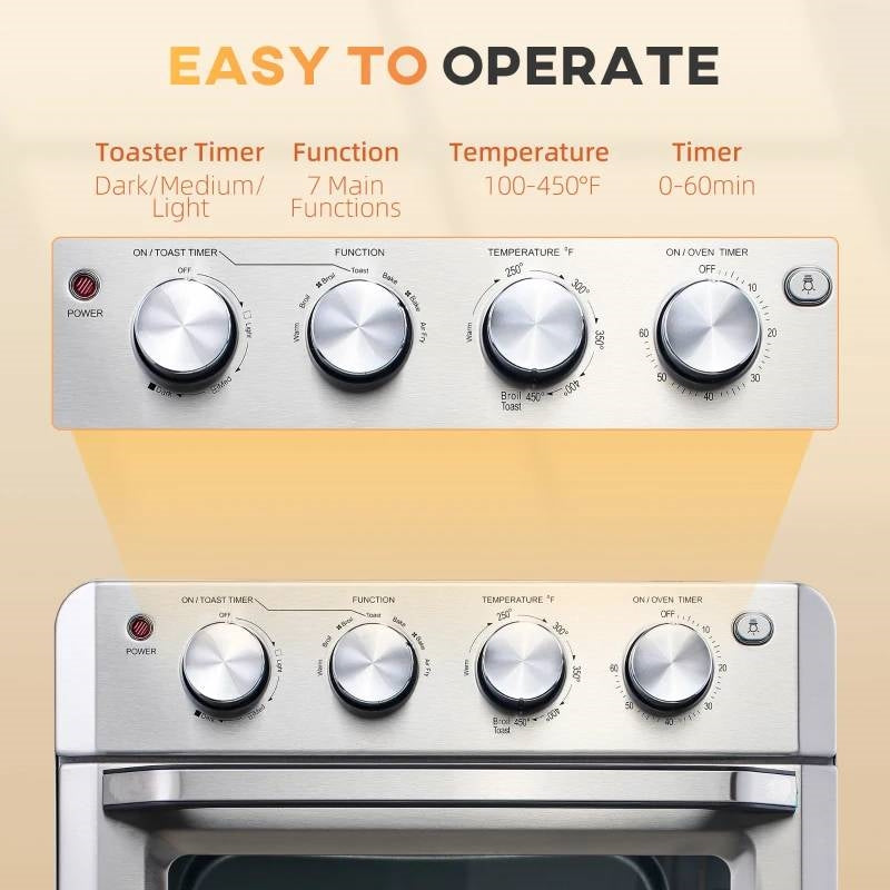 Silver Multi-Function 7-in-1 Toaster Oven 21 QT