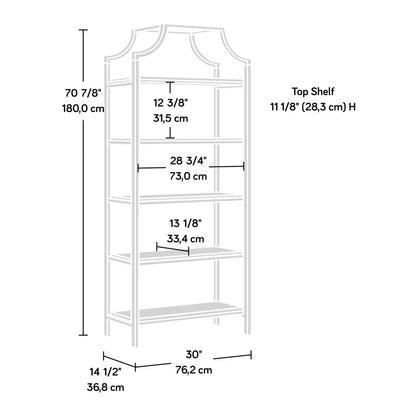 Elegant Gold Metal Display Rack Etagere Bookcase with 5 Wooden Storage Shelves