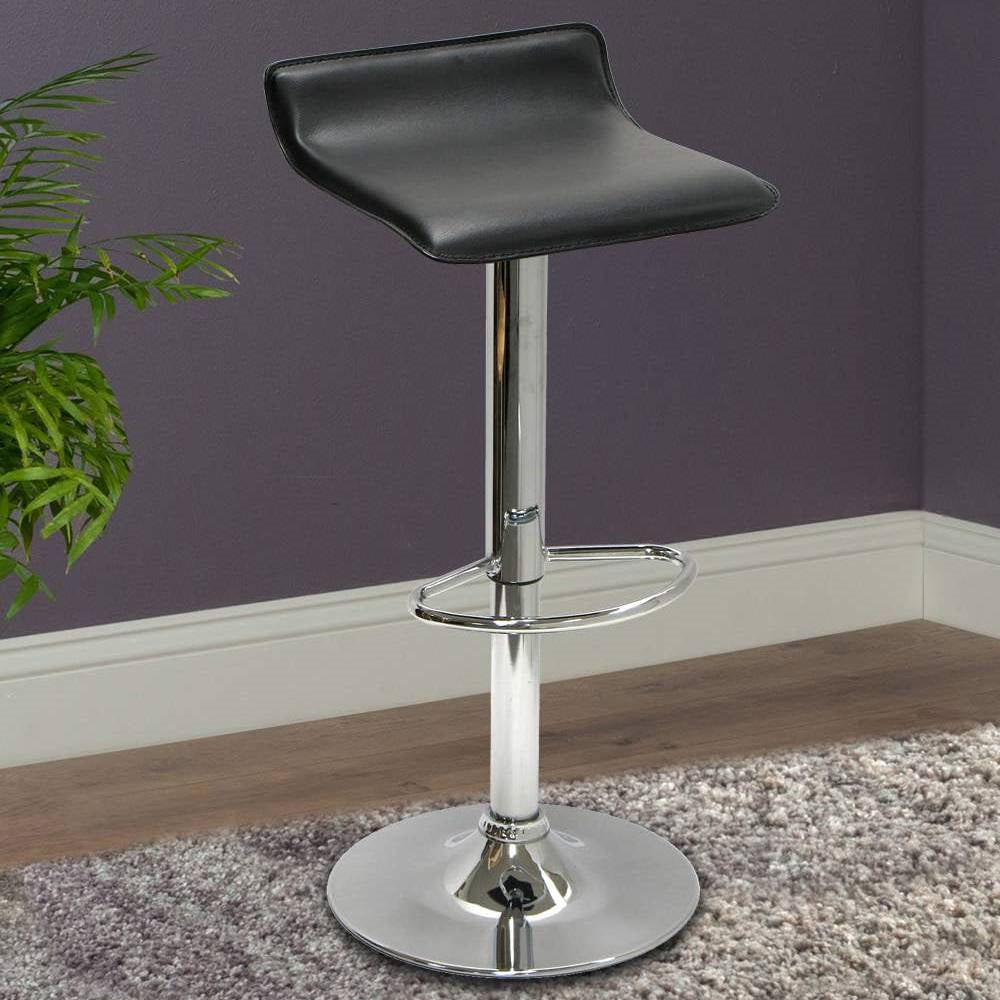Modern Air-Lift Adjustable Bar Stools with Black Seat