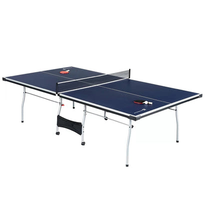 Blue Official Size Ping Pong Table Tennis Set with Net 2 Balls and 2 Paddles