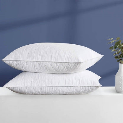 Set of 2 King size Gusseted Goose Down Feather Pillow in Organic Cotton Fabric