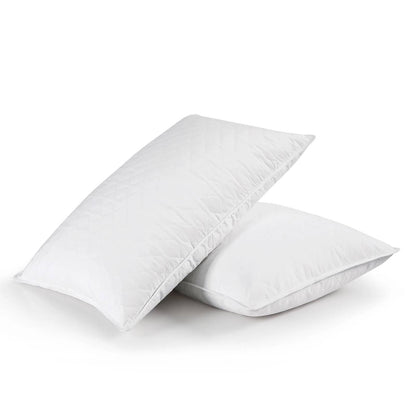 Set of 2 King size Gusseted Goose Down Feather Pillow in Organic Cotton Fabric