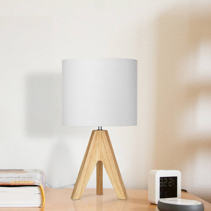 Scandinavian Solid Wood Tripod Table Lamp Set of 2 - Natural/White