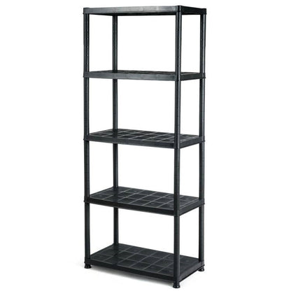 Black Multifunction 5 Tier Sturdy Polypropylene Storage Rack Shelf