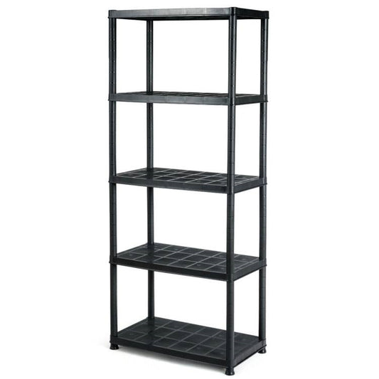 Black Multifunction 5 Tier Sturdy Polypropylene Storage Rack Shelf