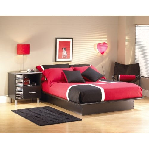 Cosmos Basic Full Size Platform Bed in Black Finish