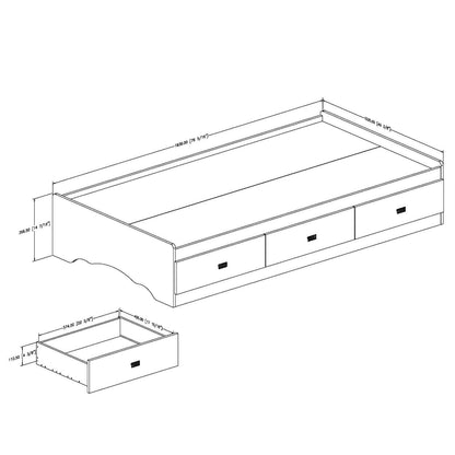 Twin size White Platform Bed Frame with 3 Storage Drawers