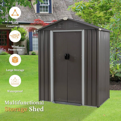 5 x 3 ft. Outdoor Grey Metal Garden Storage Shed