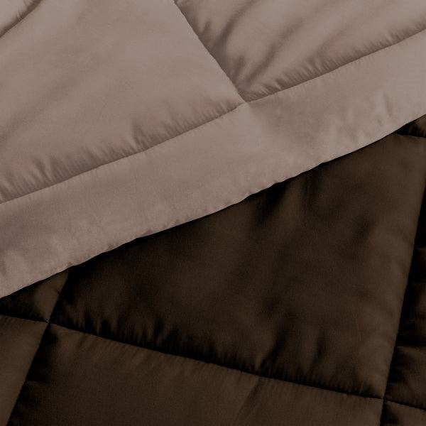 King/Cal King 3-Piece Microfiber Reversible Comforter Set Light / Dark Brown
