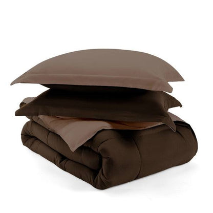 King/Cal King 3-Piece Microfiber Reversible Comforter Set Light / Dark Brown