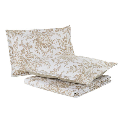 3 Piece Bed In A Bag Bohemian Tan Floral Cotton Quilt Set Full/Queen Size