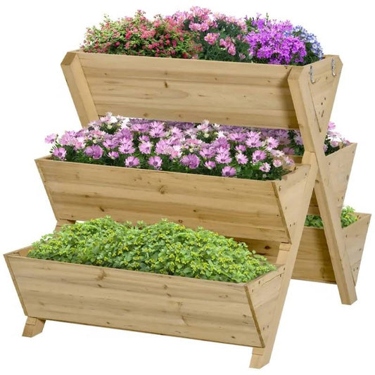 3-Tier A Frame Fir Wood 5 Elevated Planter Box Raised Garden Bed