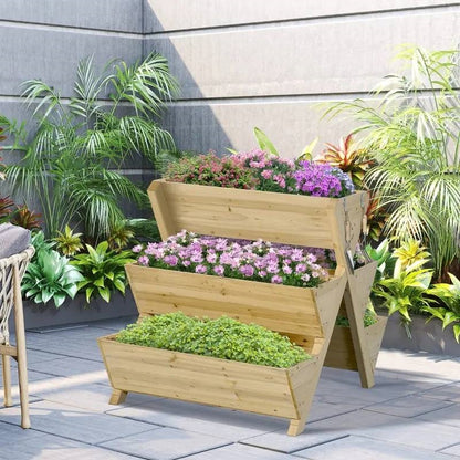 3-Tier A Frame Fir Wood 5 Elevated Planter Box Raised Garden Bed