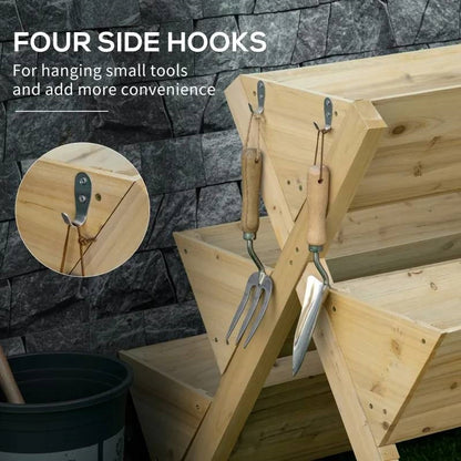 3-Tier A Frame Fir Wood 5 Elevated Planter Box Raised Garden Bed