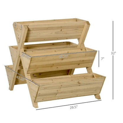 3-Tier A Frame Fir Wood 5 Elevated Planter Box Raised Garden Bed