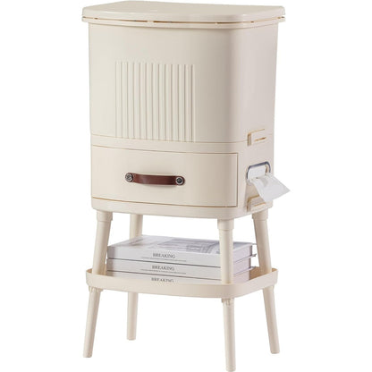 8gL Multifunctional Storage Bins Elevated Trash Can w/ Lid Cream