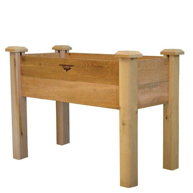 Raised Garden Bed Planter Box in Solid Cedar Wood in Natural Finish - 34-inch