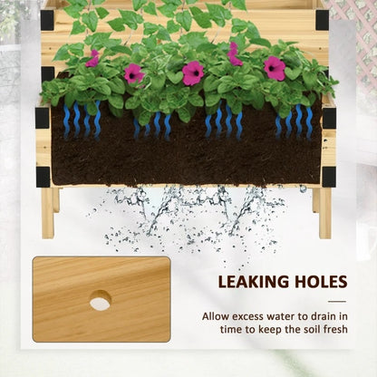2 Tier Natural Lattice Trellis Self Draining Wooden Garden Raised Planter Box