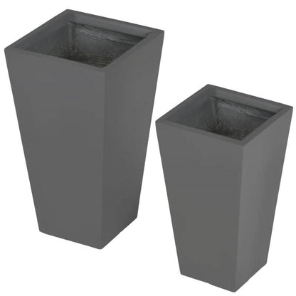 Set of 2 Modern Outdoor Flower Pot Planter Set in Grey