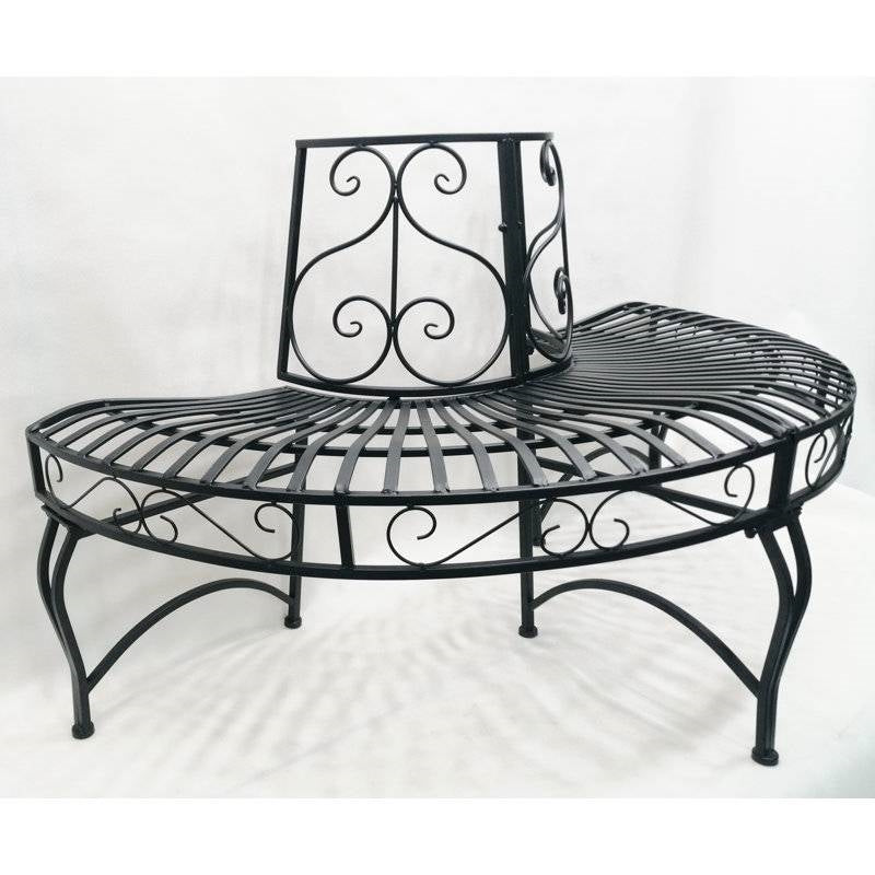 Black Semi-Circle Outdoor Powder Coated Aluminum Tree Bench Wrap