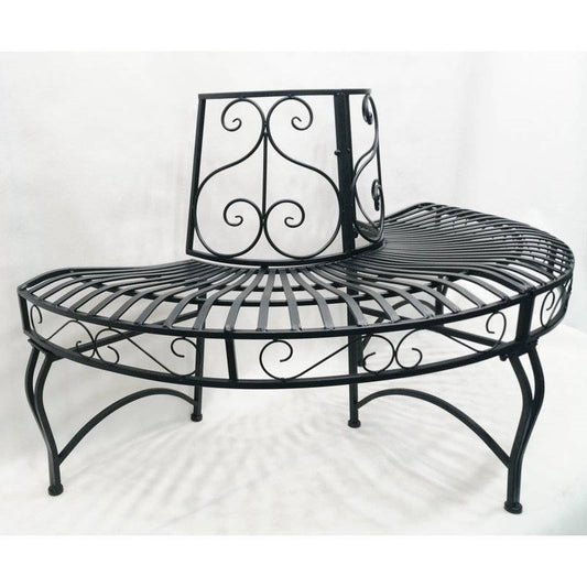 Black Semi-Circle Outdoor Powder Coated Aluminum Tree Bench Wrap