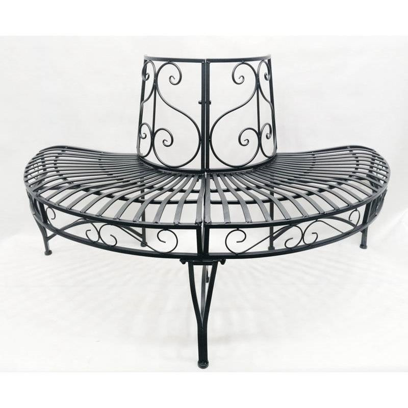 Black Semi-Circle Outdoor Powder Coated Aluminum Tree Bench Wrap