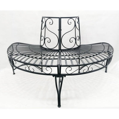 Black Semi-Circle Outdoor Powder Coated Aluminum Tree Bench Wrap