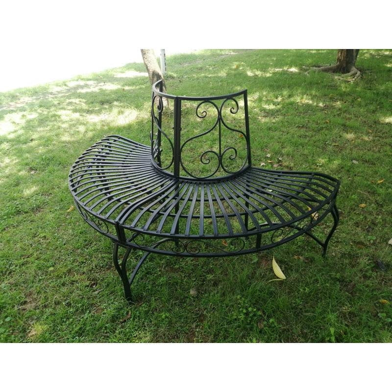Black Semi-Circle Outdoor Powder Coated Aluminum Tree Bench Wrap