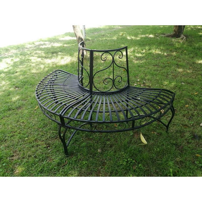 Black Semi-Circle Outdoor Powder Coated Aluminum Tree Bench Wrap