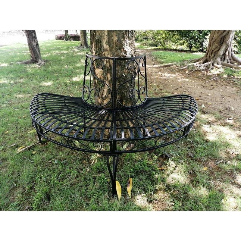 Black Semi-Circle Outdoor Powder Coated Aluminum Tree Bench Wrap
