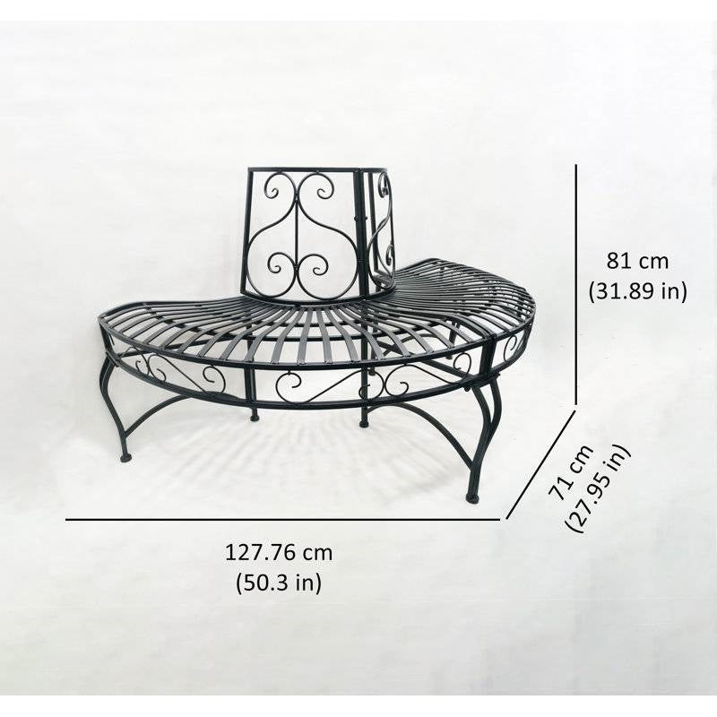 Black Semi-Circle Outdoor Powder Coated Aluminum Tree Bench Wrap